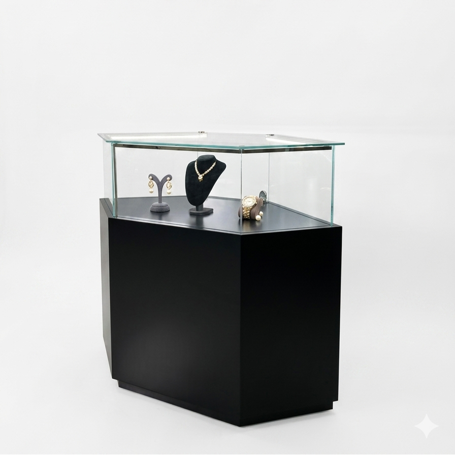 Triangular Dark Wooden Showcase