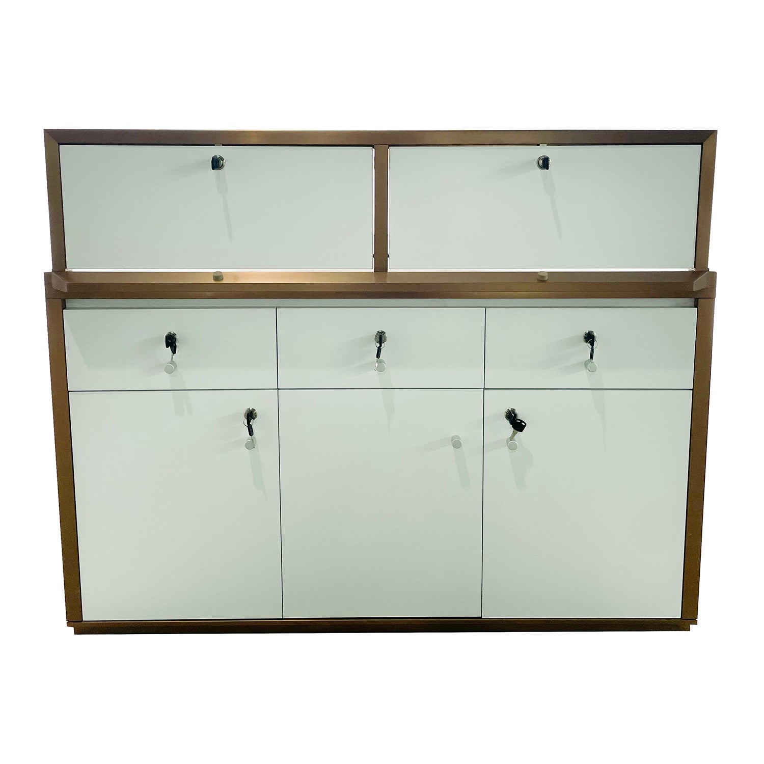 Luxe Jewelry Counter Showcase with Gold Trim