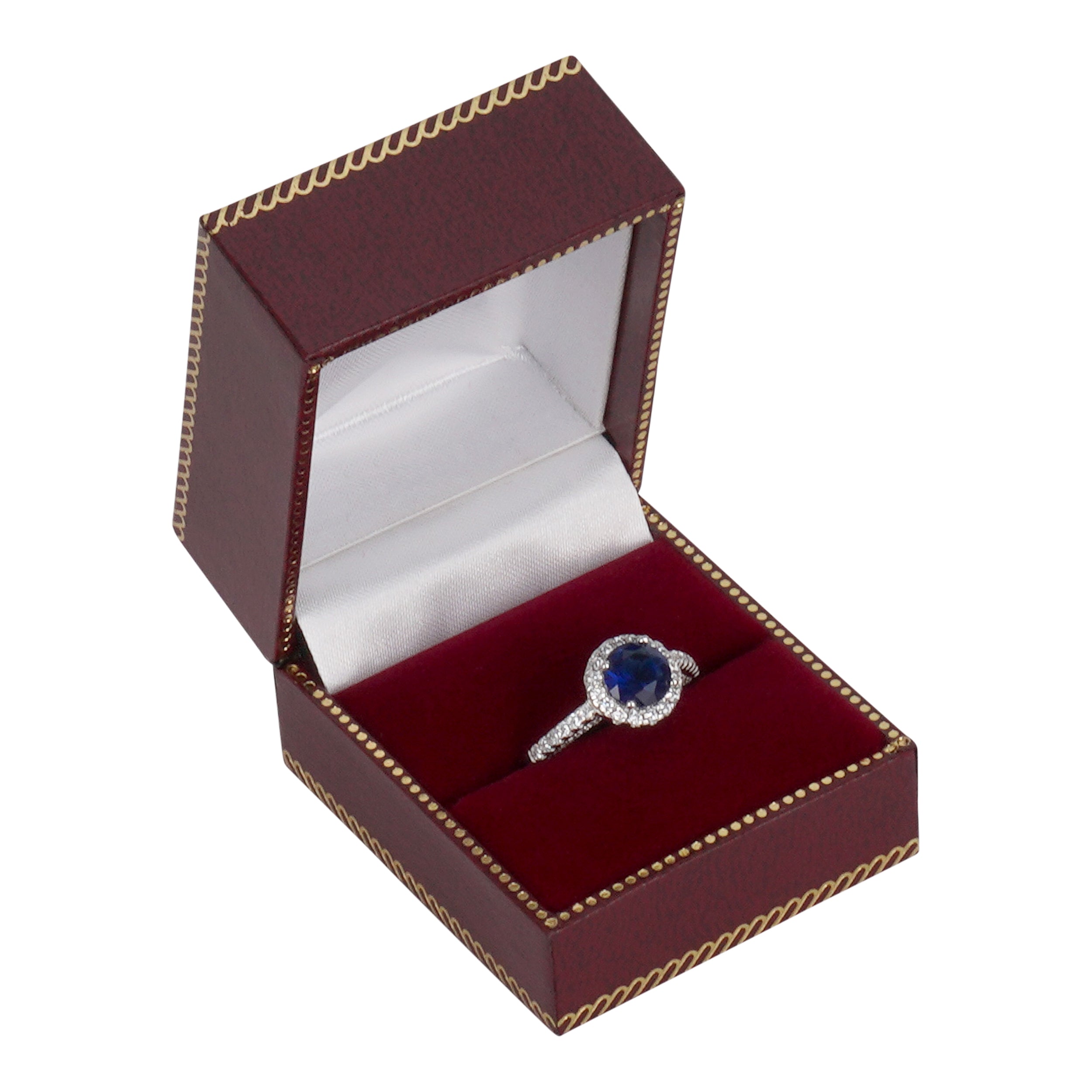 Leatherette Single Ring Box with Matching Insert and White Window