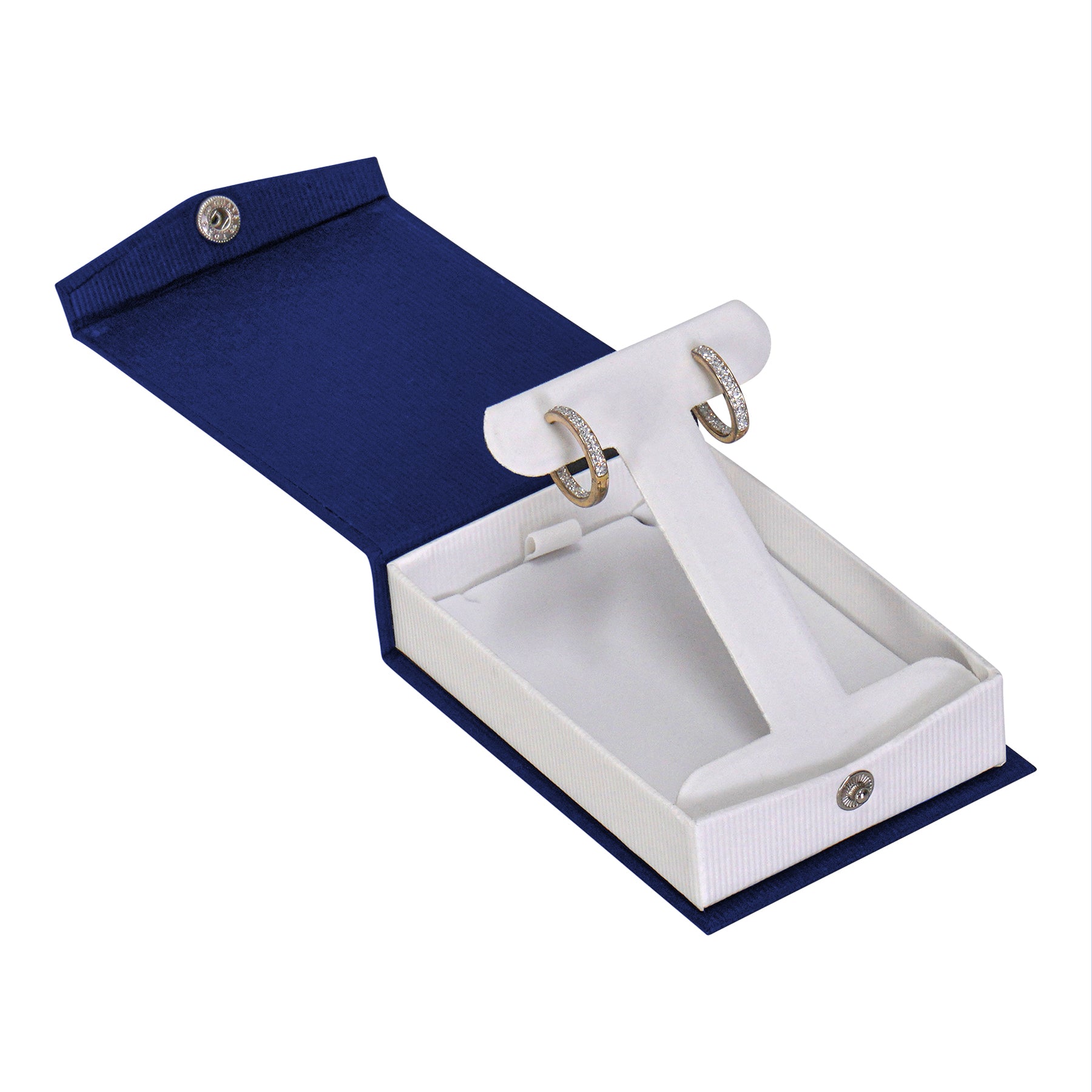 Textured Paper Covered Large French Clip Earring Box with White Insert
