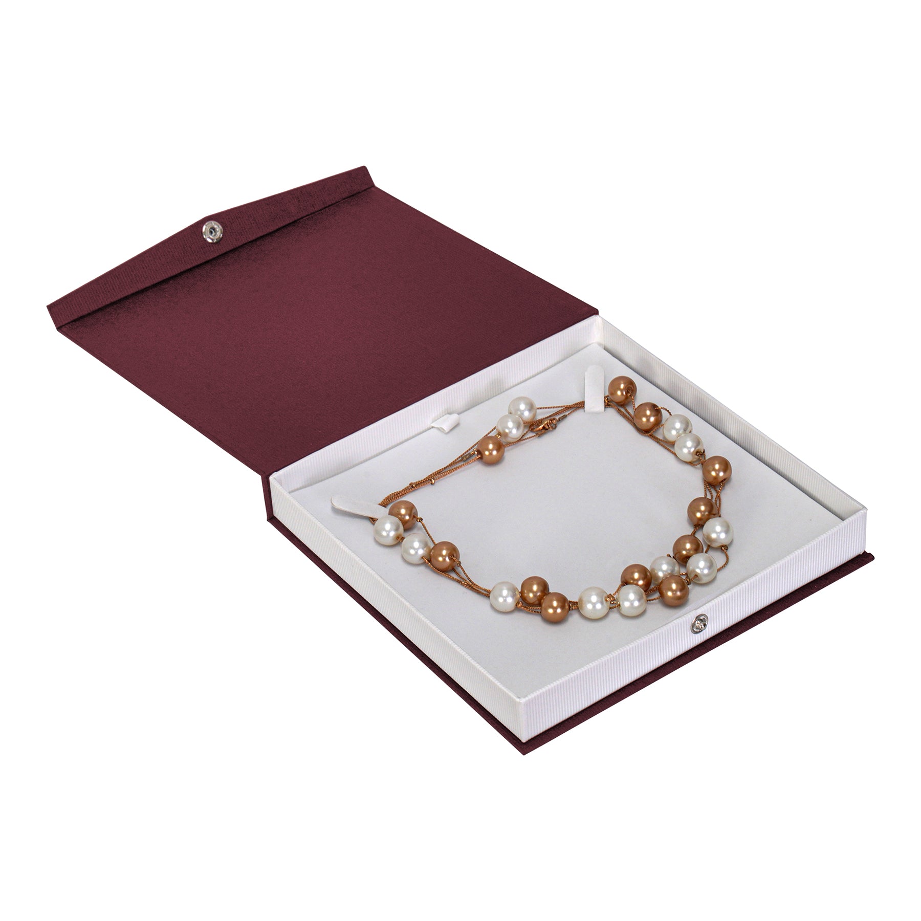 Textured Paper Covered Pearl Box with White Insert