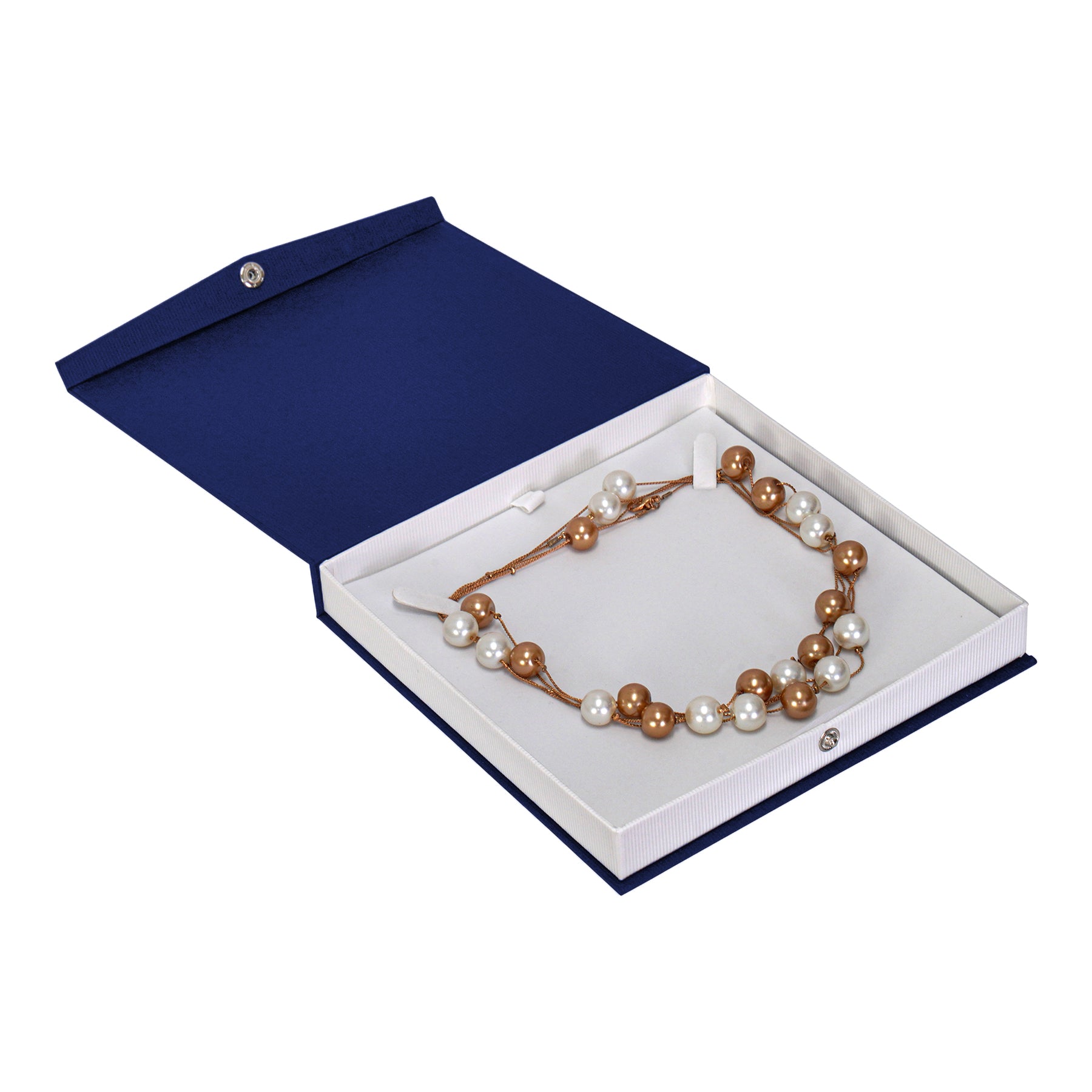 Textured Paper Covered Pearl Box with White Insert