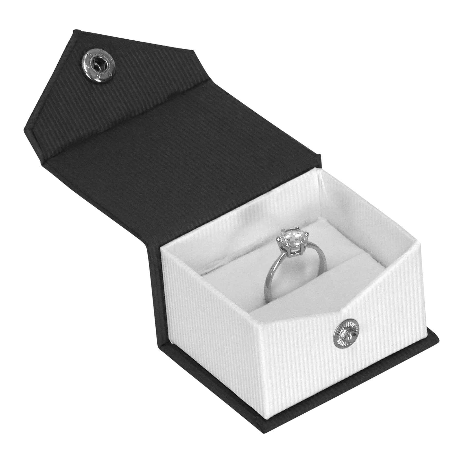 Textured Paper Covered Single Ring Box with White Insert