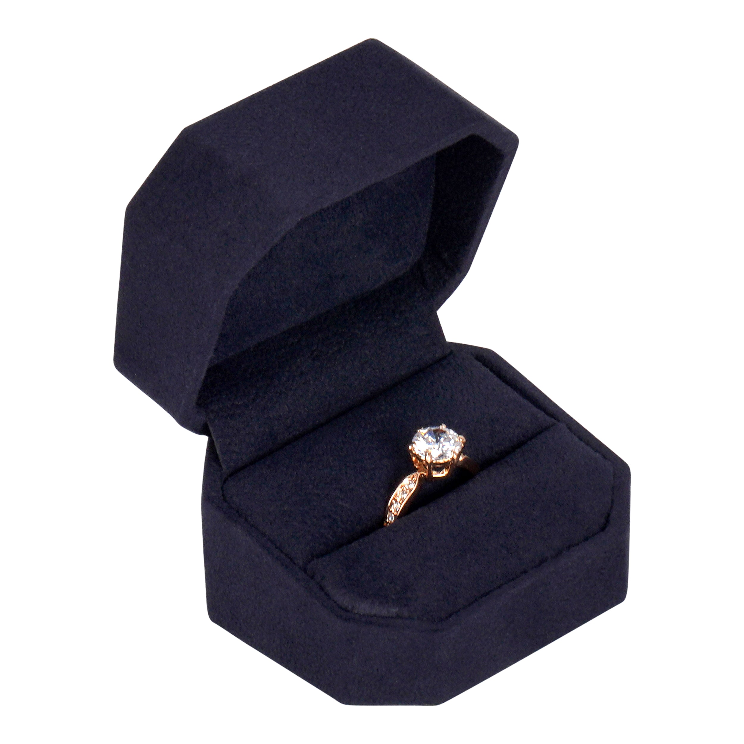 Single Ring Box Wrapped and Lined with Rich Nova Suede