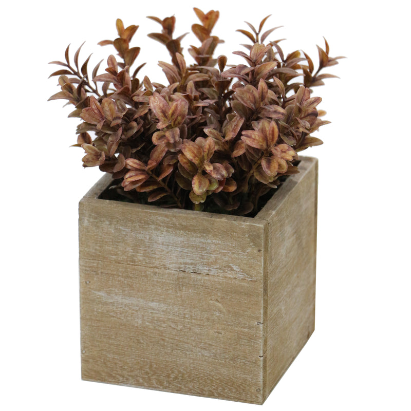 Lifelike Plant in Rustic Wooden Pot