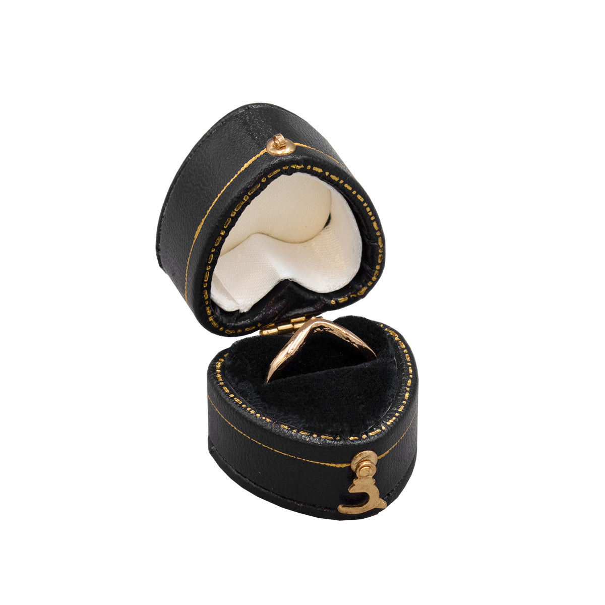 Leatherette Paper Covered Heart Shaped Single Ring Box
