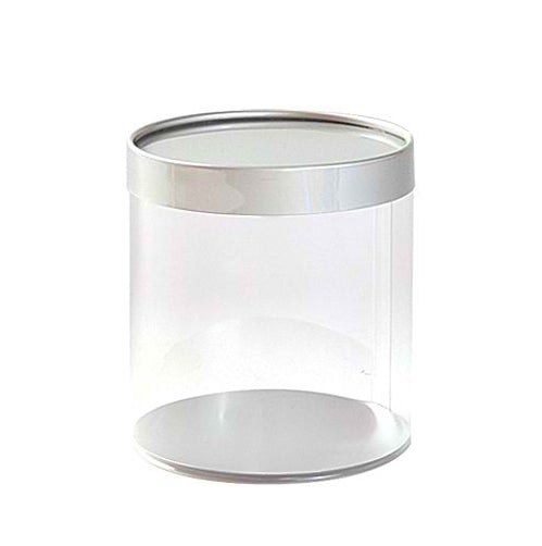Clear Round Container with Gold or Silver Base and Rim