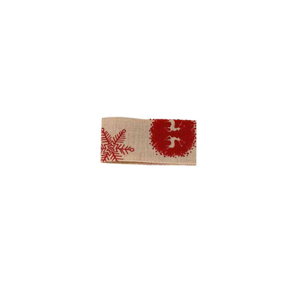 Snowflakes and Reindeer Printed Woven Ribbon