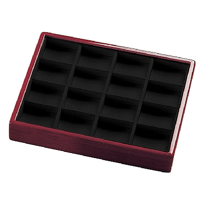 Mahogany Wooden Jewellery Display Tray with 16 Slots