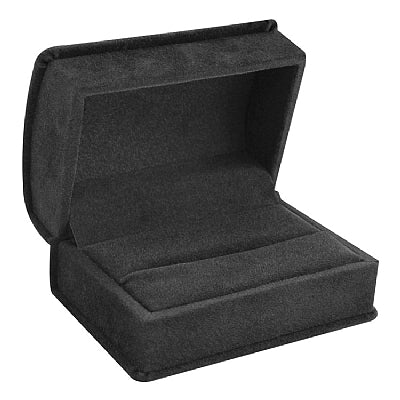 Suede Double Ring Box with Matching Interior with Ribboned Packer