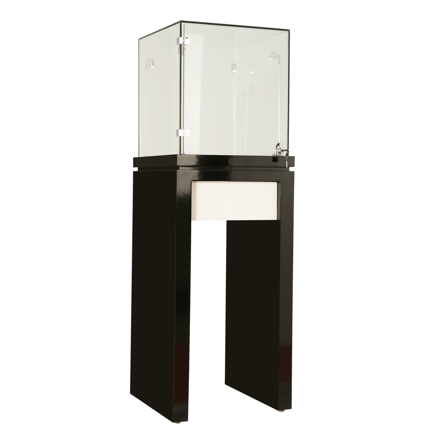 Wooden Jewelry Display Glass Showcase with White Trim