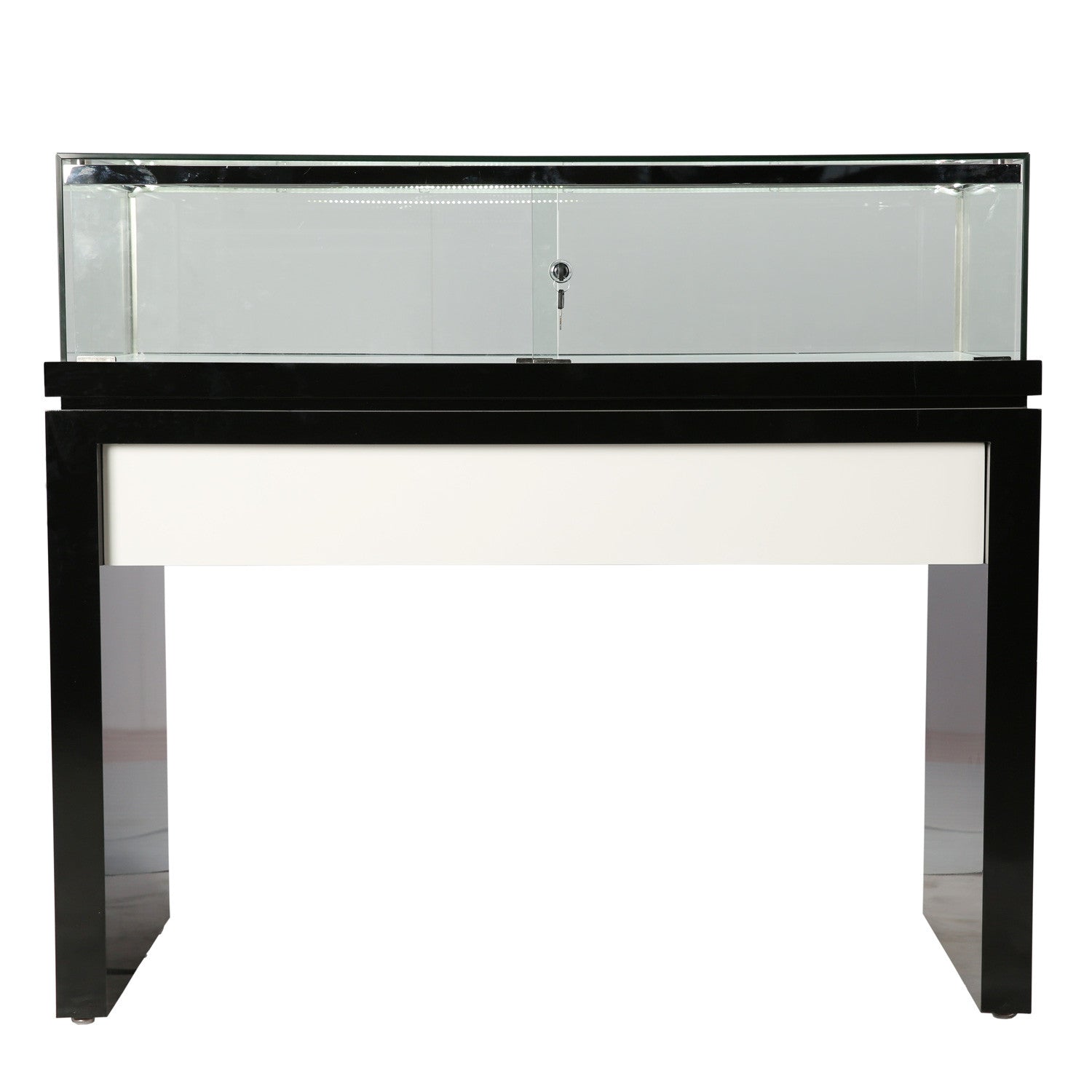 Wooden Jewelry Display Glass Showcase with White Trim