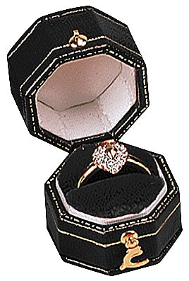 Leatherette Paper Covered Octagon Shaped Single Ring Box