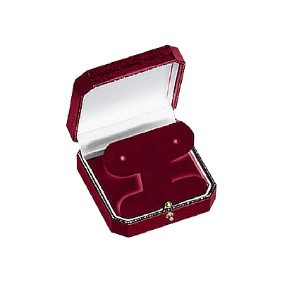 Leatherette French Clip Earring Box with Gold Accent and Matching Insert