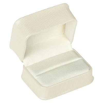 Embossed Leatherette Double Ring Box with White Velvet Interior