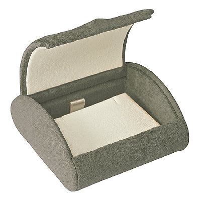 Suede Domed Earring or Pendant Box with White Suede Interior