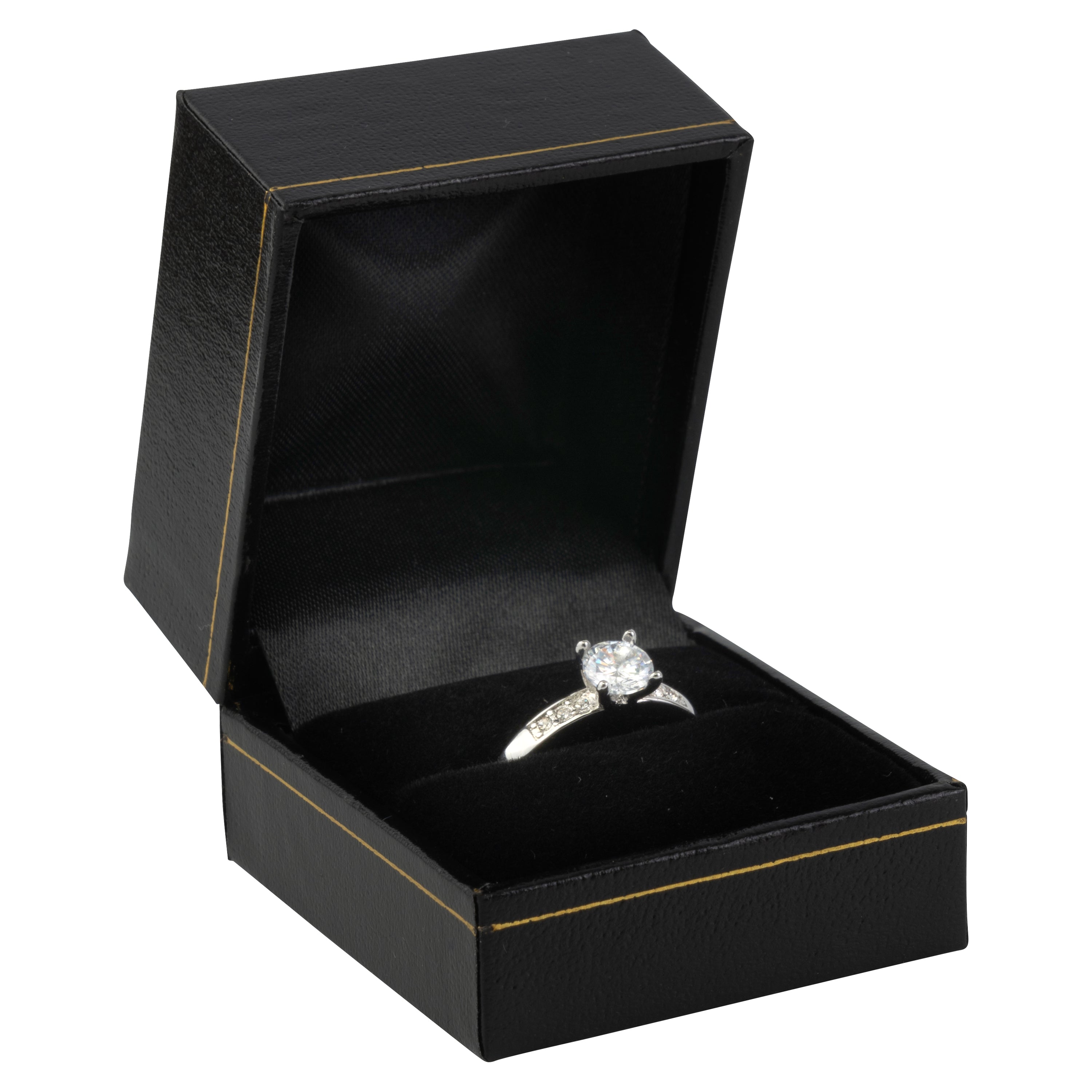 Paper Covered Single Ring Box with Gold Accent