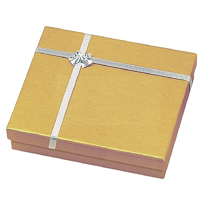 Paper Covered Pearl Box with Silver Bow and Foam Insert