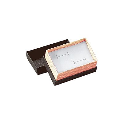 Textured Paper Covered Double Ring Box with White Interior