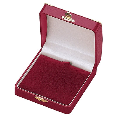 Leatherette Large Pendant Box with Gold Trim and Closure