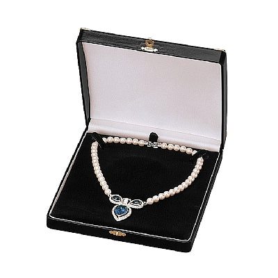 Leatherette Pearl Box with Gold Trim and Closure