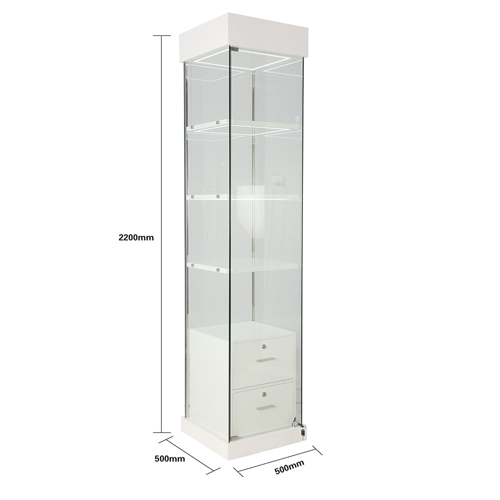 Glass Display Jewelry Showcase with LED Lighting System