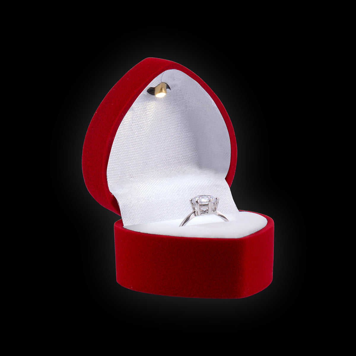 Suede Heart Ring Box with LED Light