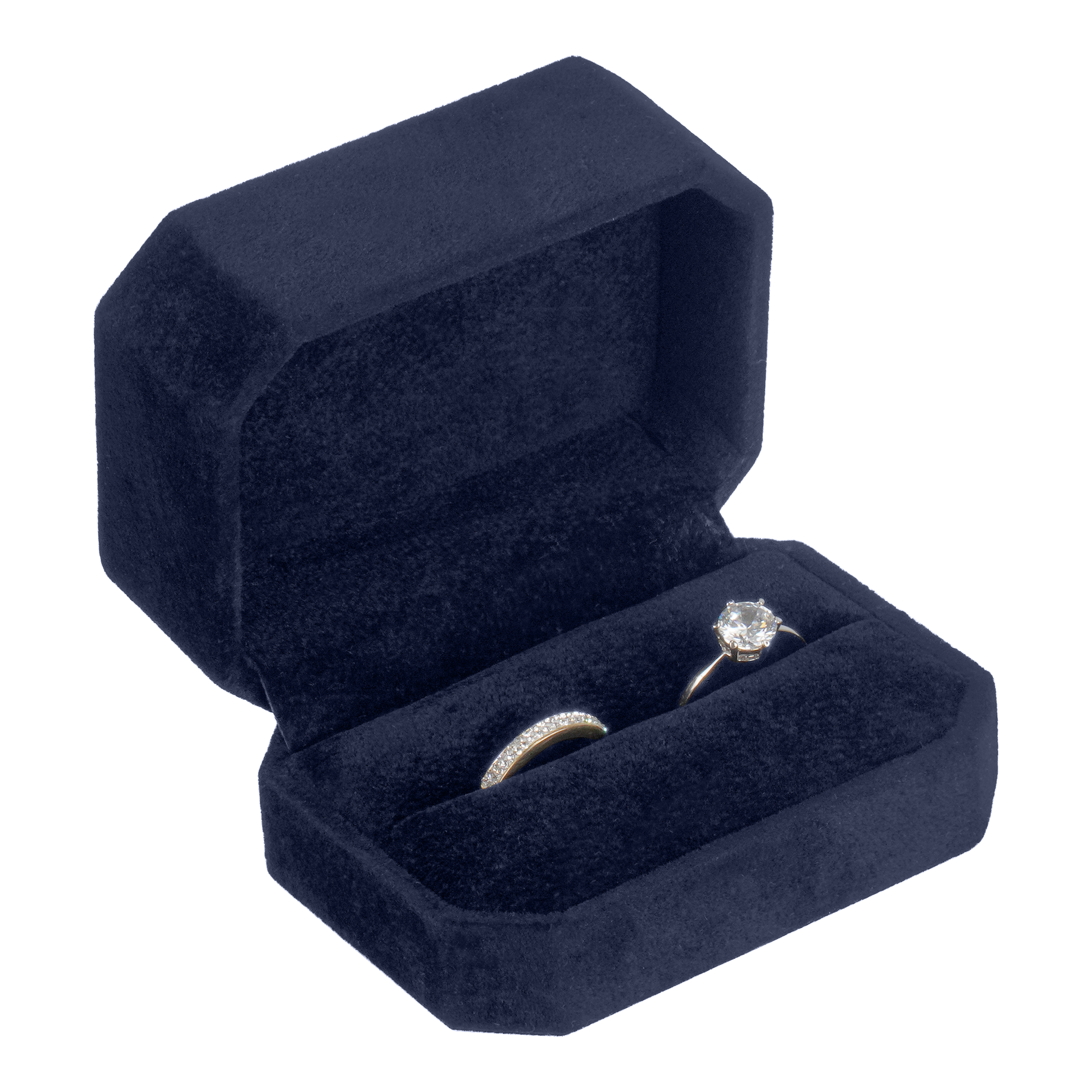 Double Ring Box Wrapped and Lined with Rich Nova Suede