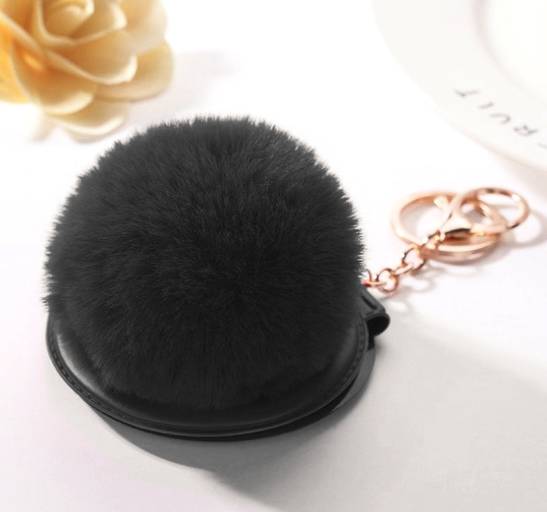 Black Puffy Keychain Mirror
