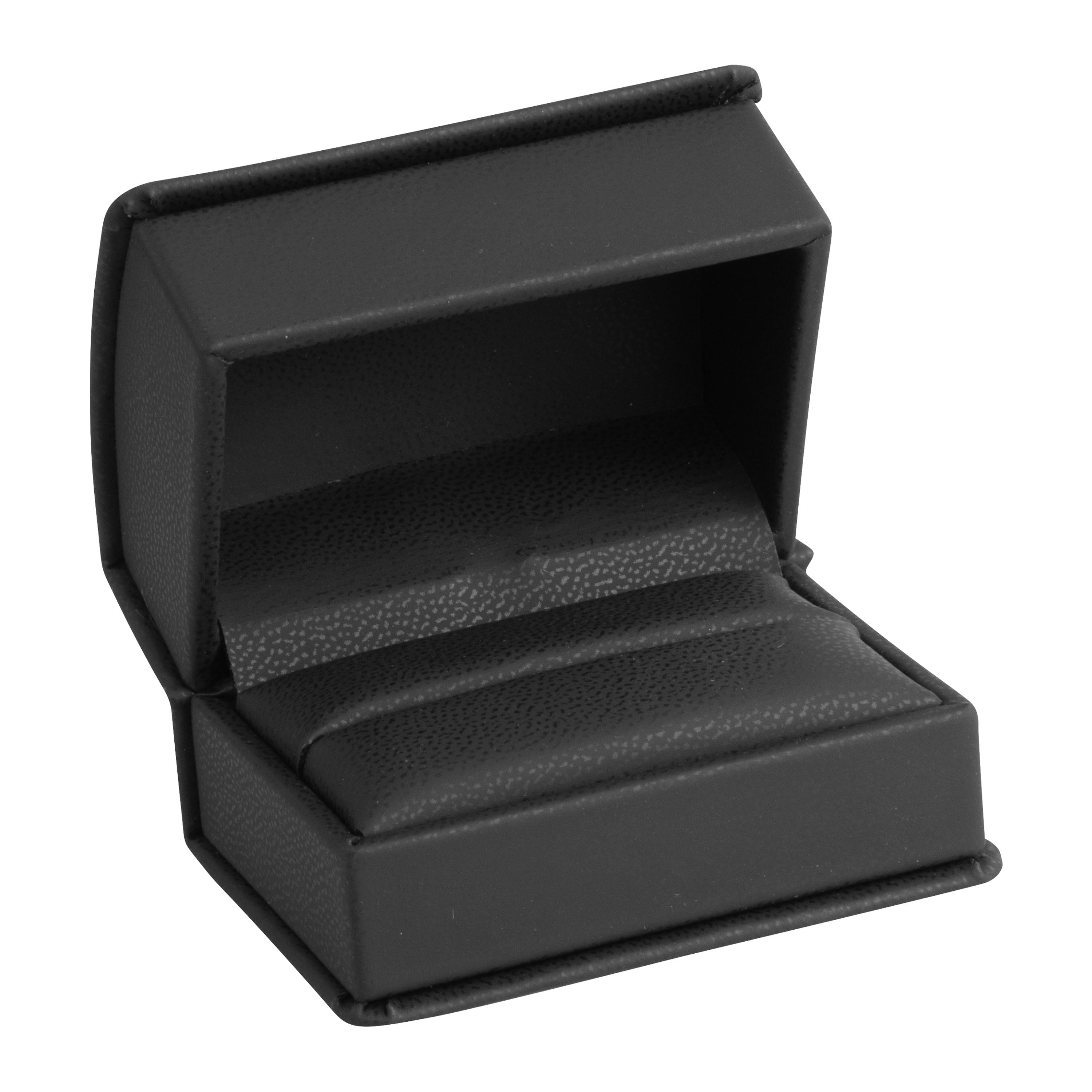 Leatherette Double Ring Box Leatherette Interior with Ribboned Packer