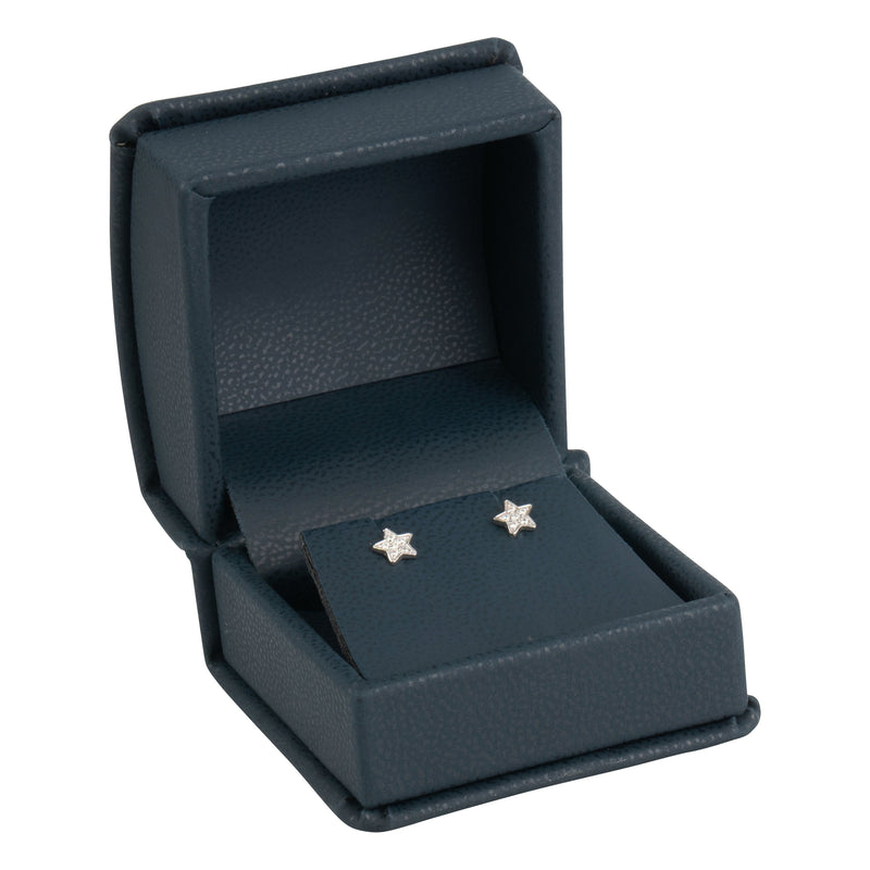 Leatherette Single Earring Box Leatherette Interior with Ribboned Packer