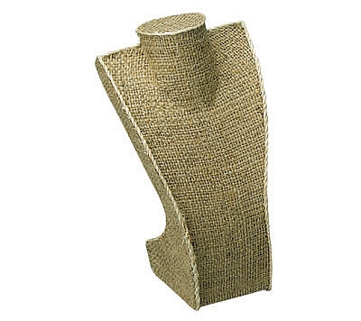 Jute Sack Covered Neck Jewelry Display