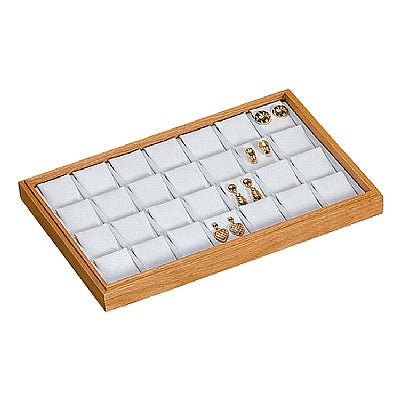 Wooden Jewelry Display Tray with Earring Pads