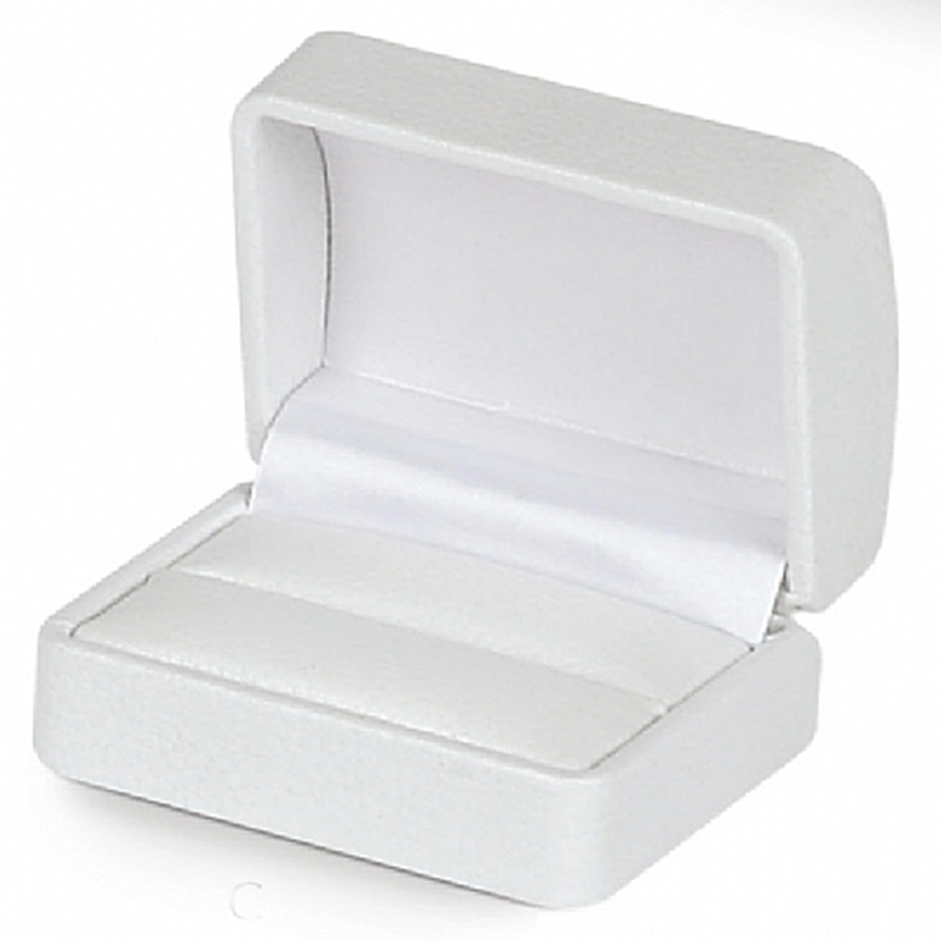 Leatherette Double Ring Box with Matching Interior and Two Piece Packer