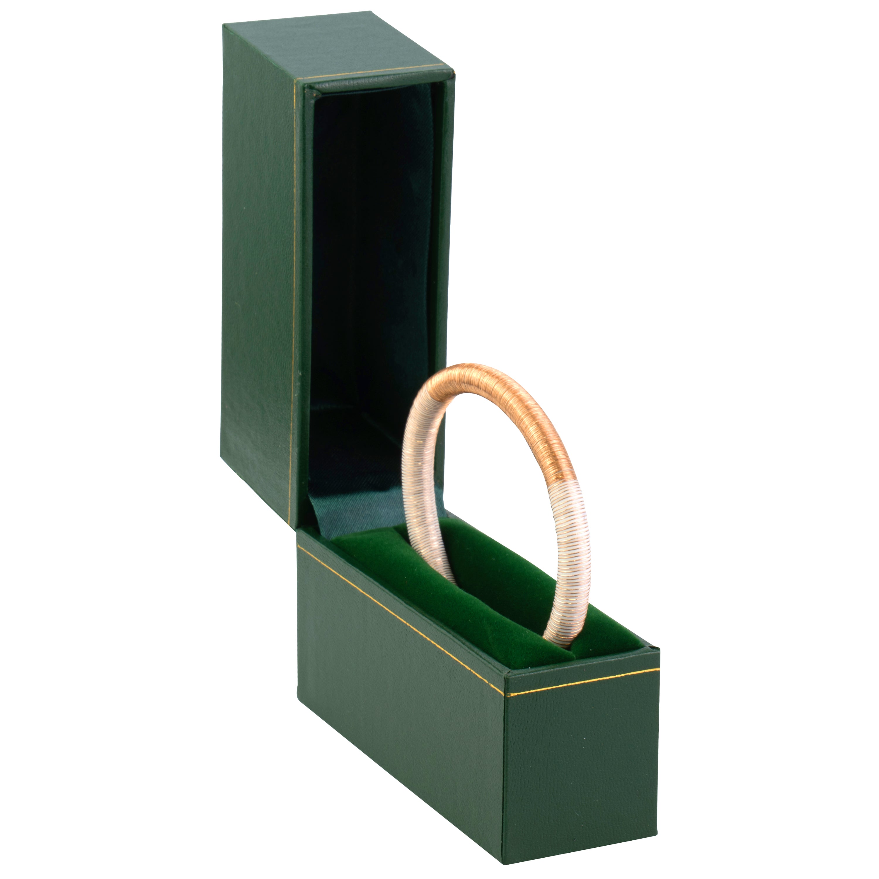 Paper Covered Standing Bangle Box with Gold Accent