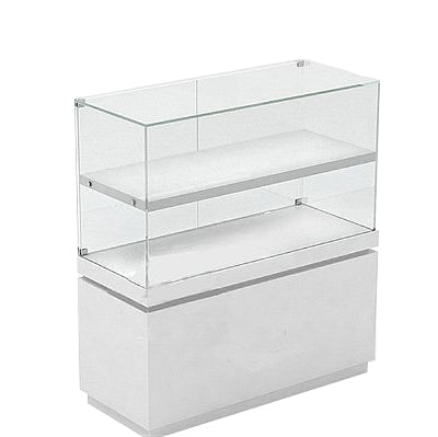 White Glossy Wooden Jewelry Showcase with Aluminum Trim