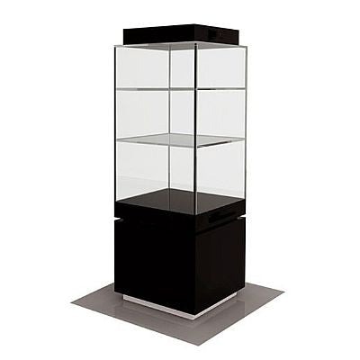 Black Glossy Wood Showcase with Aluminum Trim