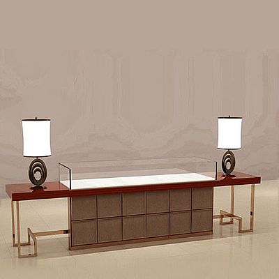 Modern Wooden Showcase with Stainless Steel Legs and Luscious Suede Inserts