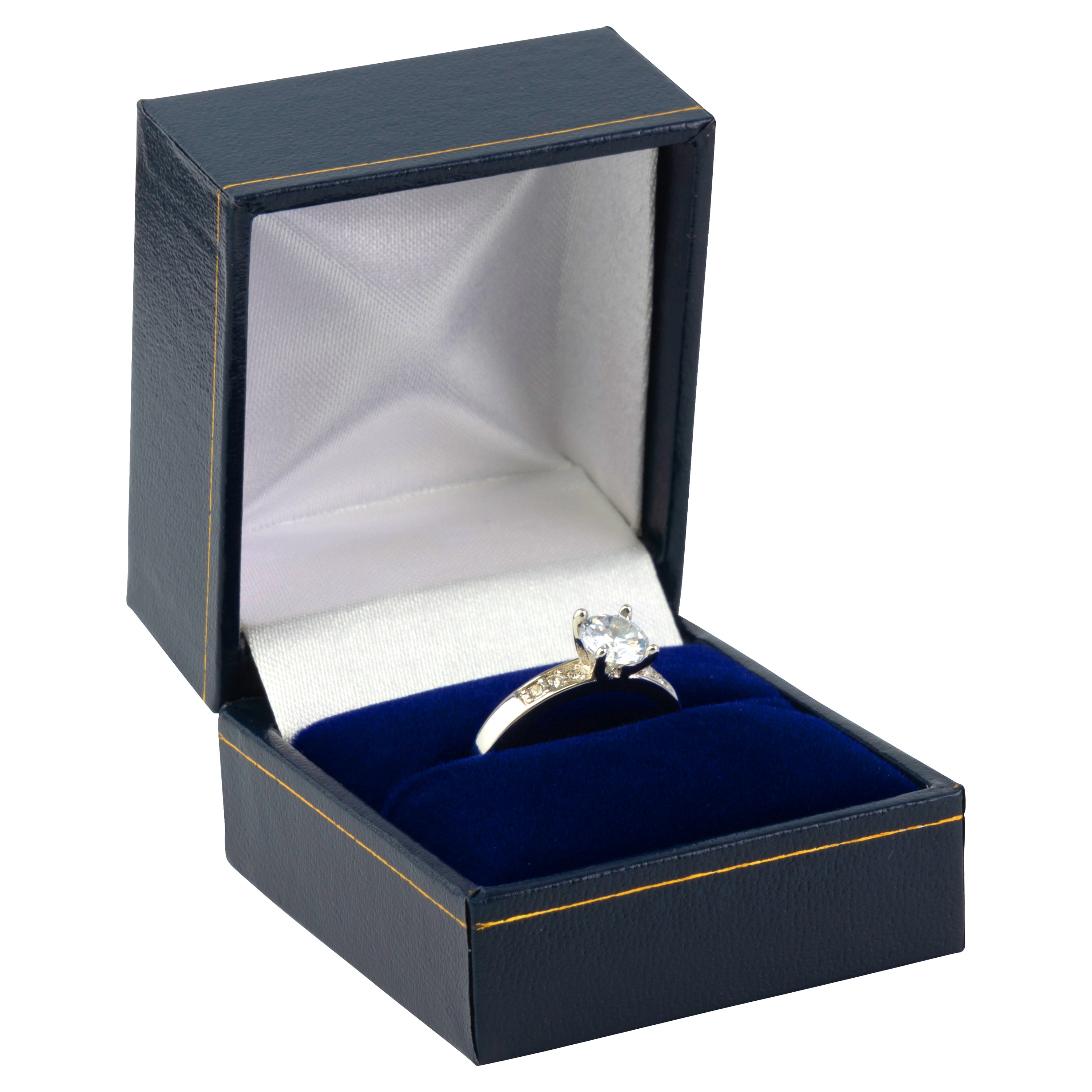 Paper Covered Single Ring Box with Gold Accent