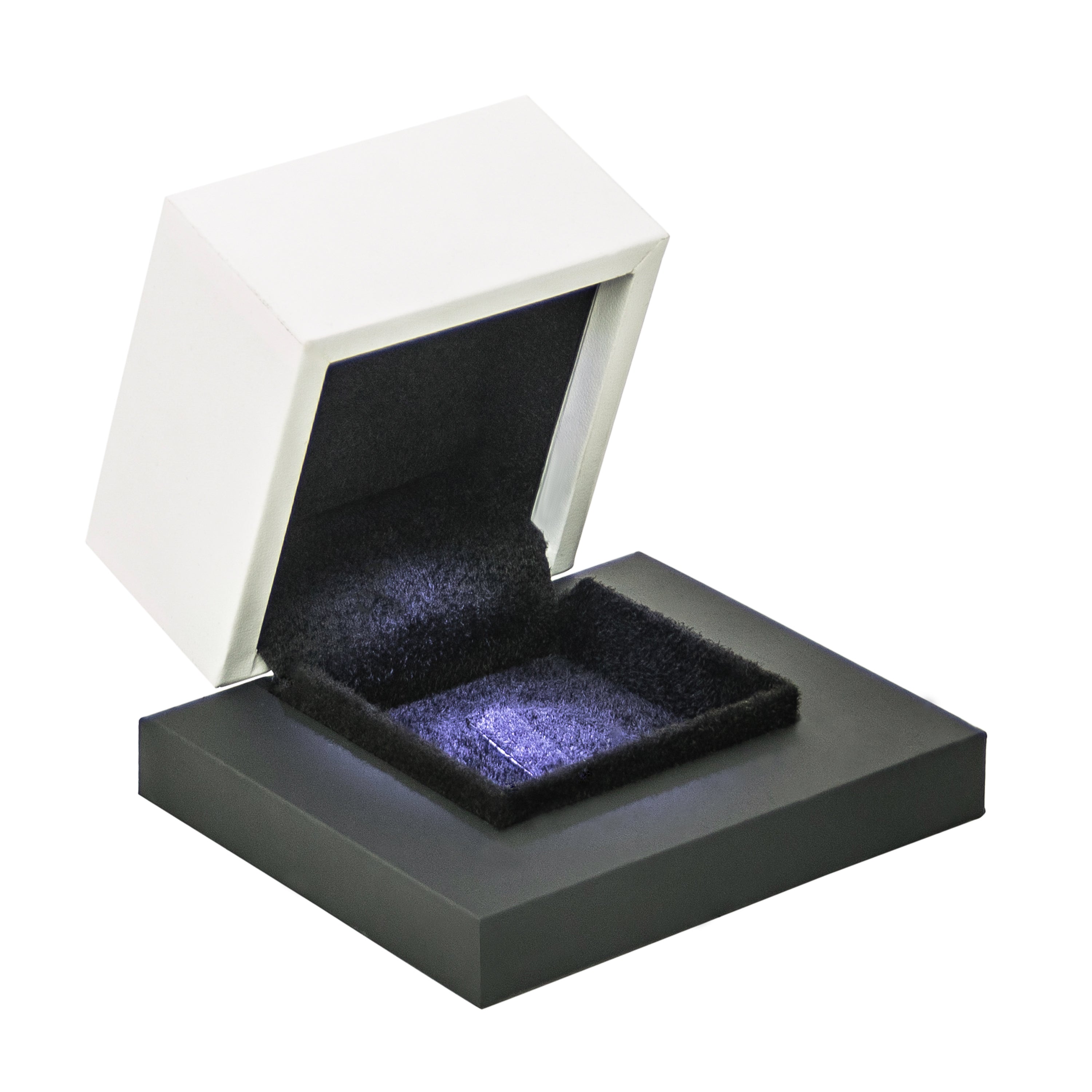 Leatherette Paper Ring Box with Suede Interior and LED Light