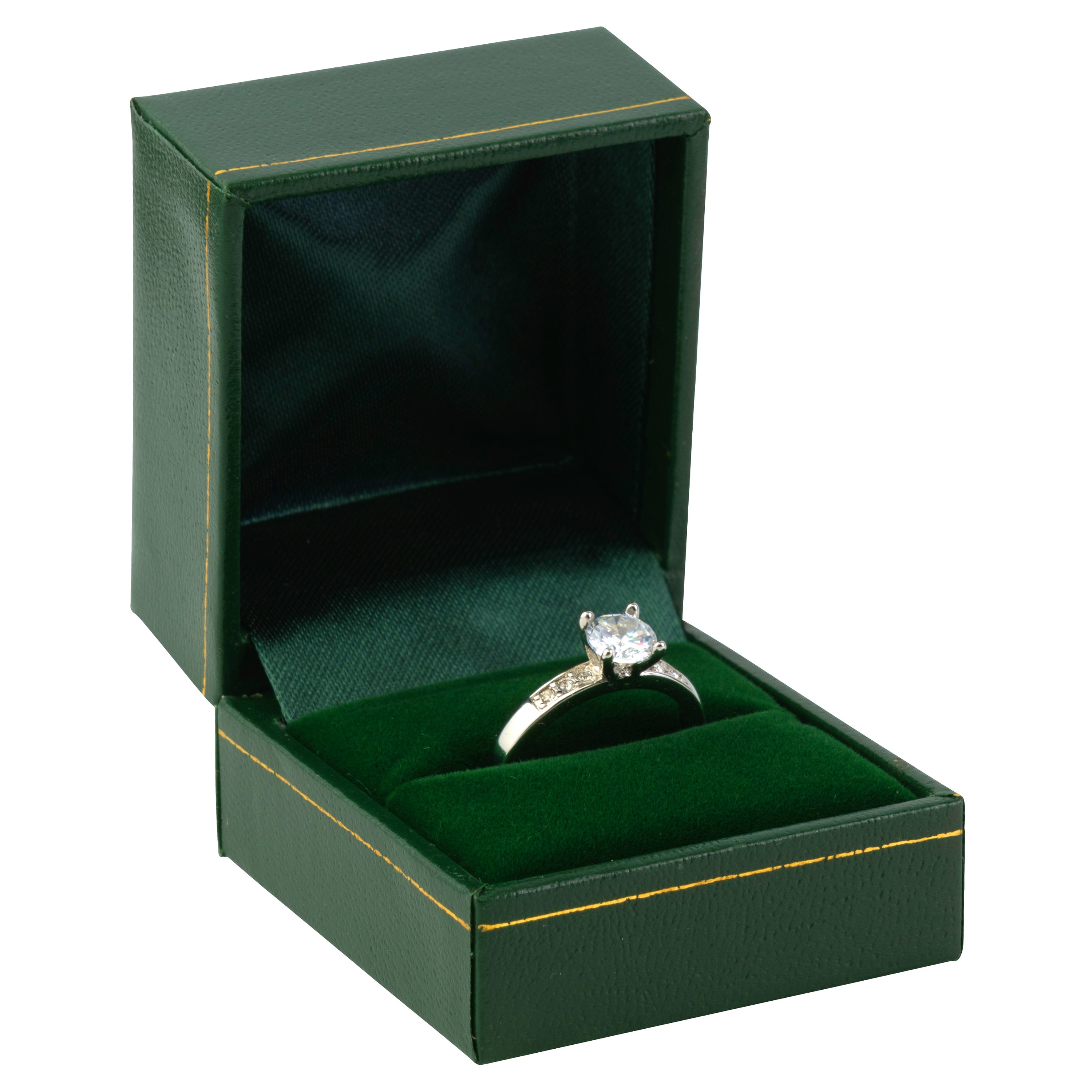 Paper Covered Single Ring Box with Gold Accent