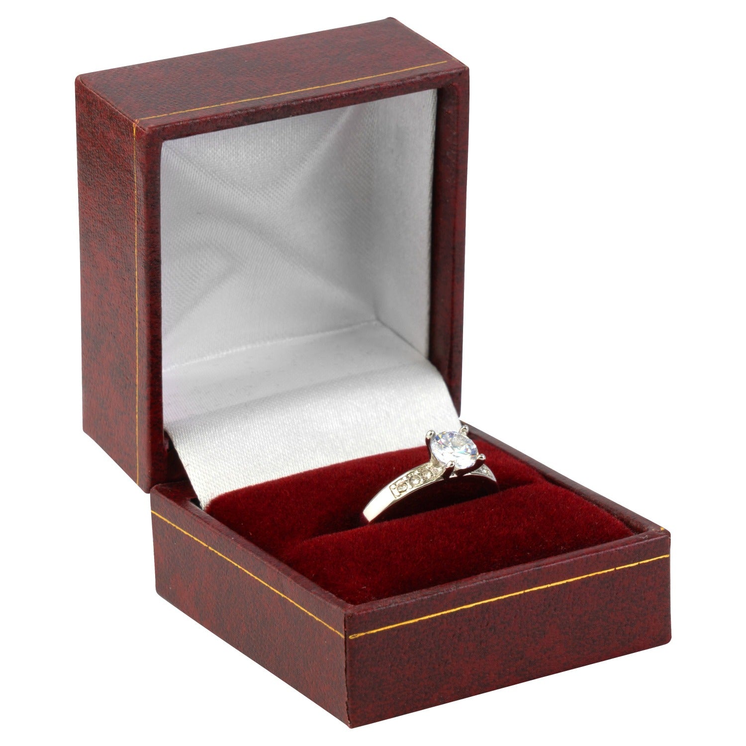 Paper Covered Single Ring Box with Gold Accent