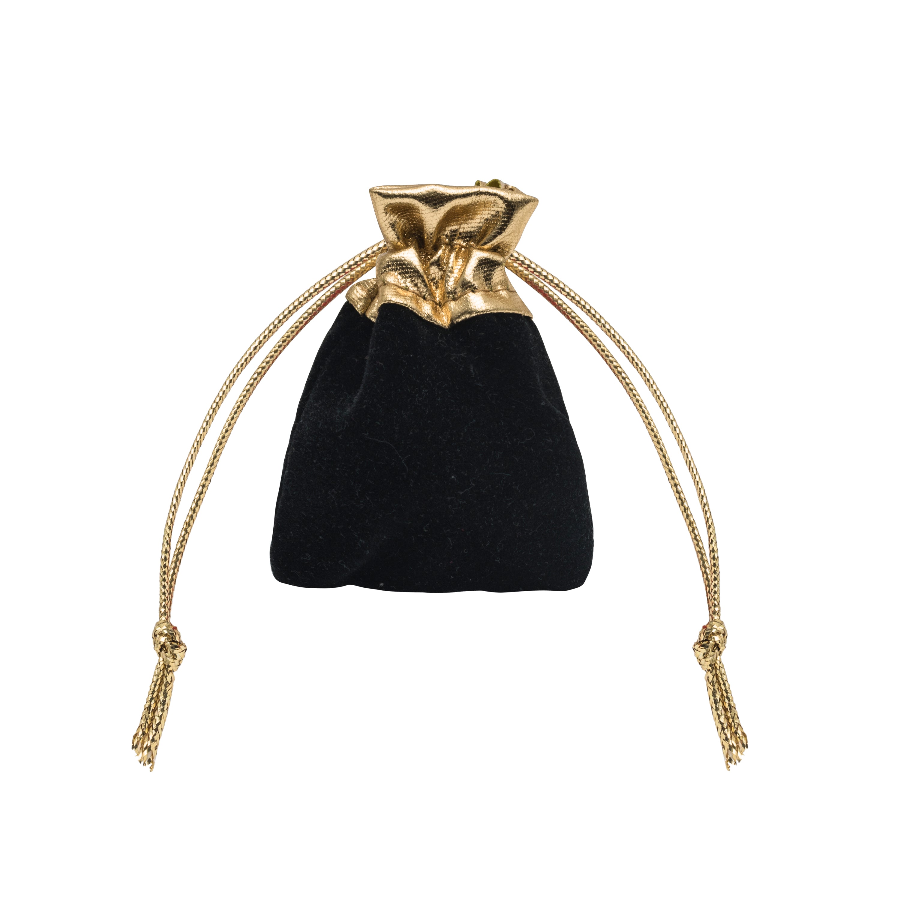 Black Velvet Pouch with Metallic Top