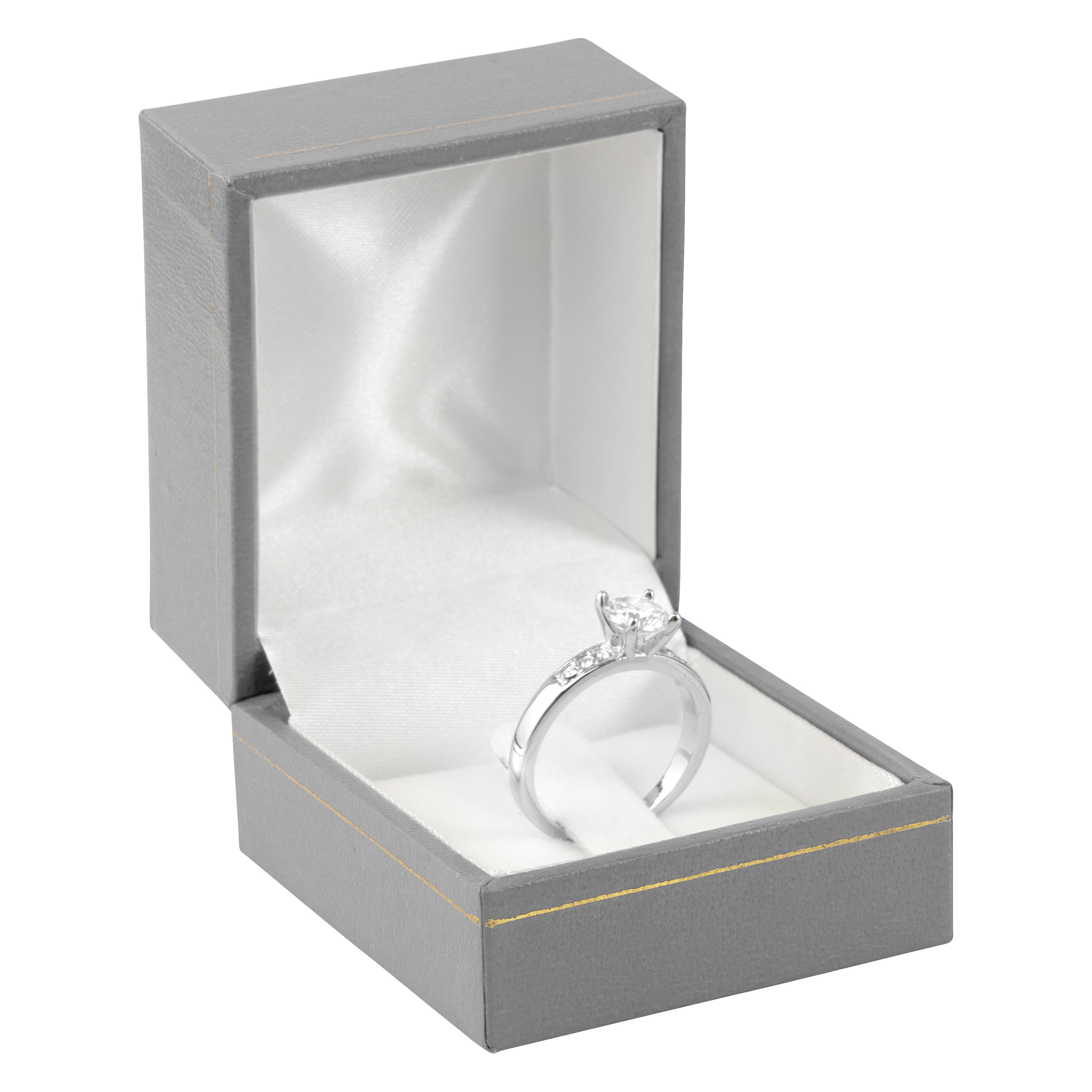 Paper Covered Clip Ring Box with Gold Accent