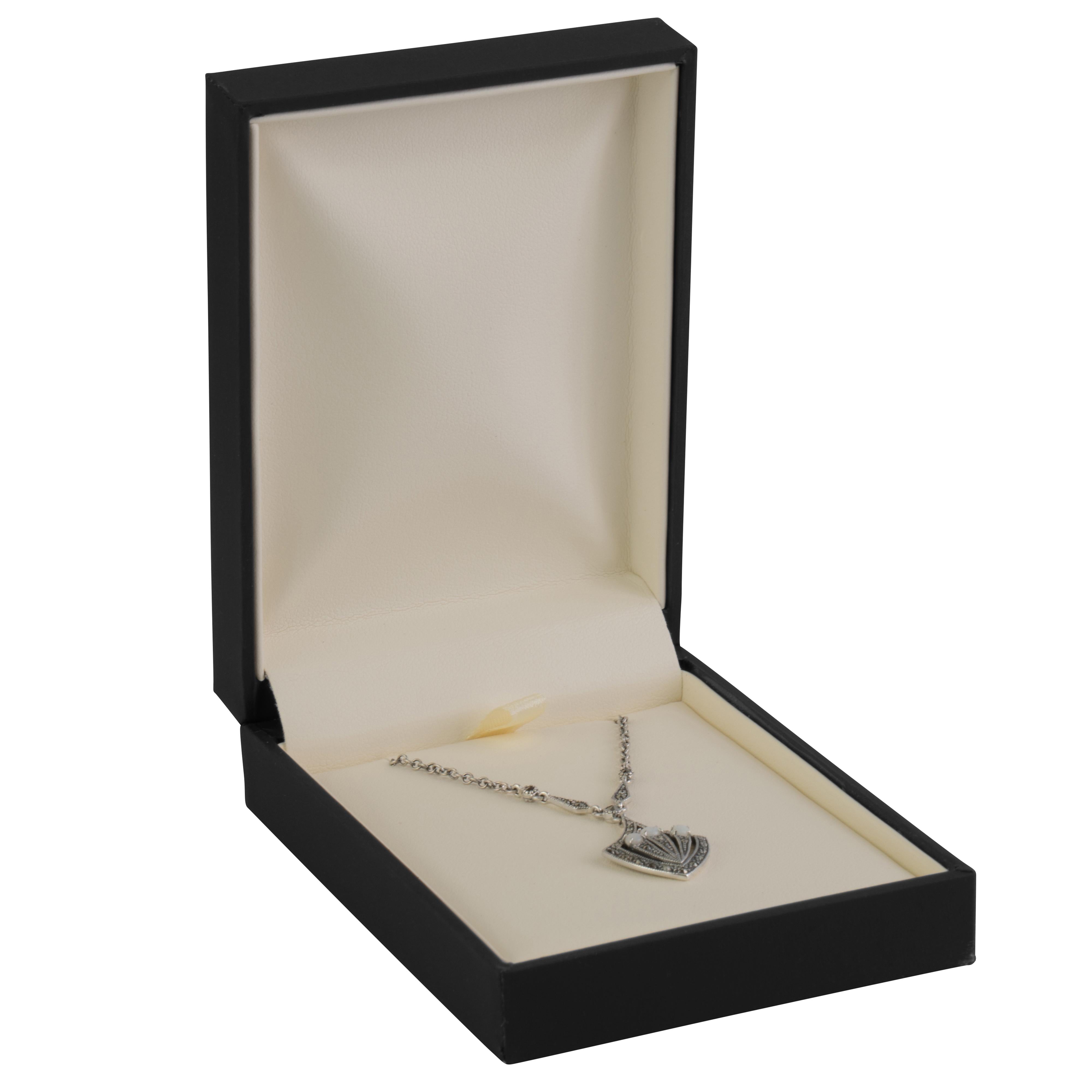 Matte Paper Covered Large Pendant Box with Matching Moulded Sleeve