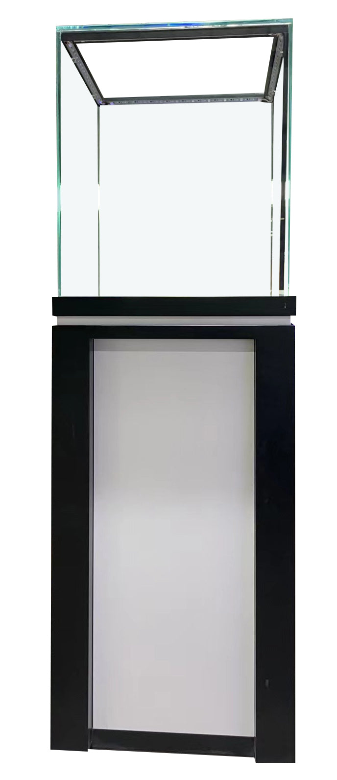 Dark and White Wood with Tempered Glass Pedestal Showcase
