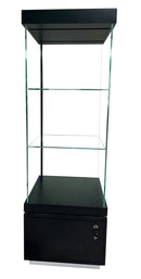 Black Glossy Wood Showcase with Aluminum Trim