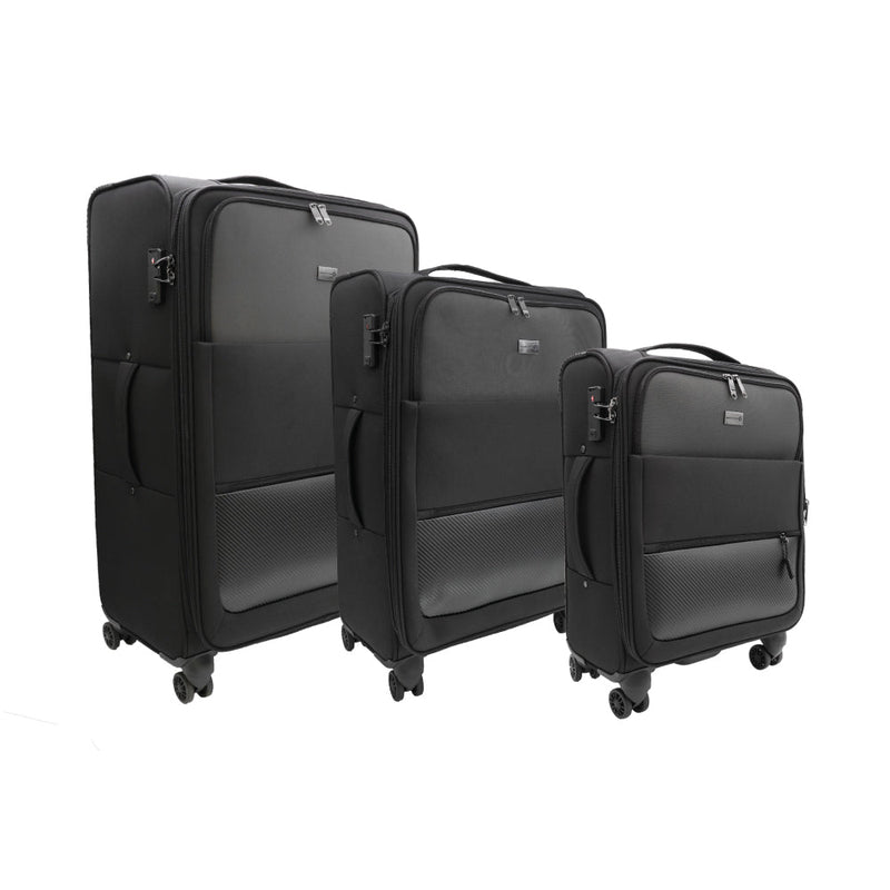 🎁 Black Polyester Luggage Set of 3 (100% off)