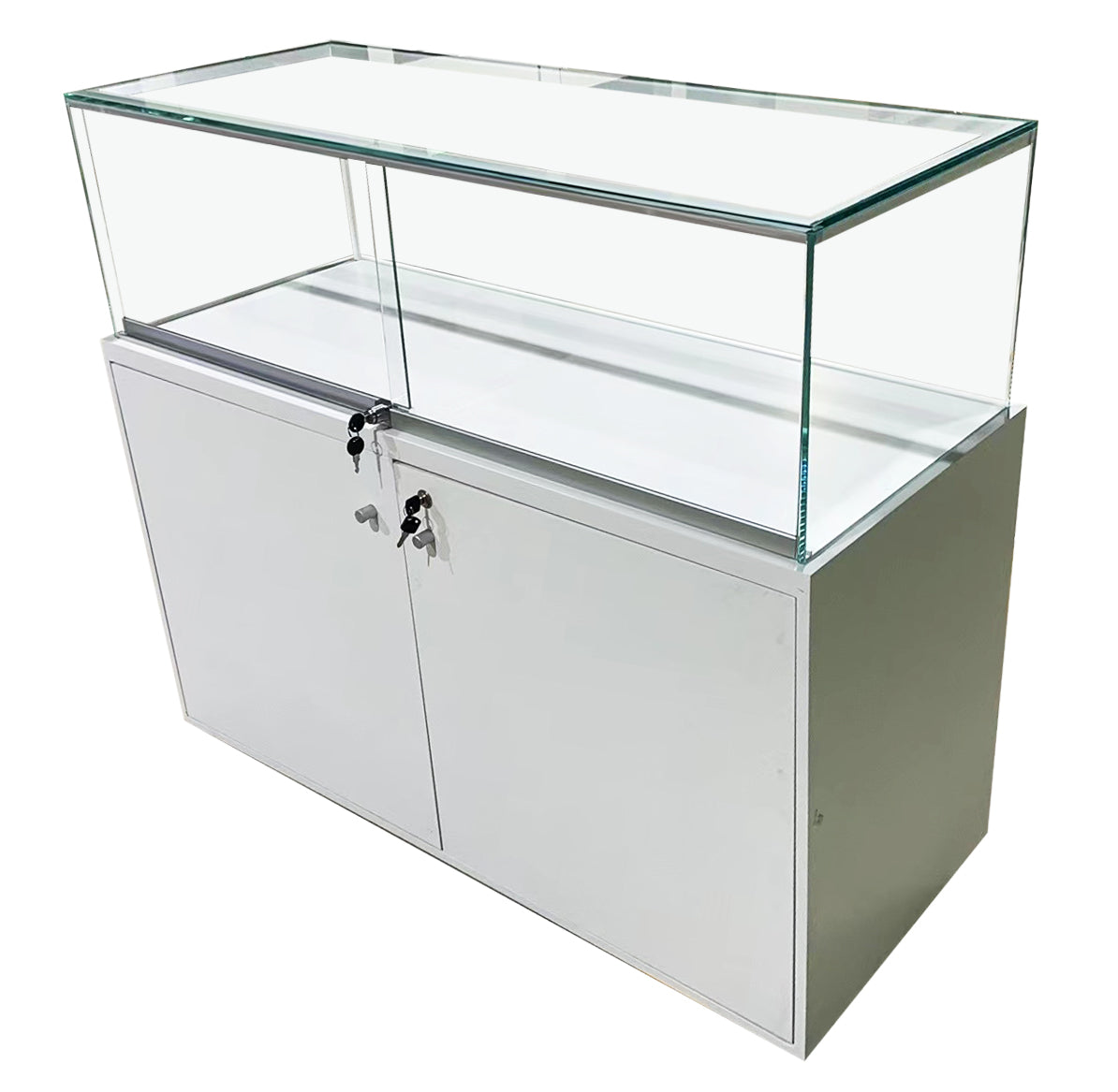 White Showcase with Glass Box Display