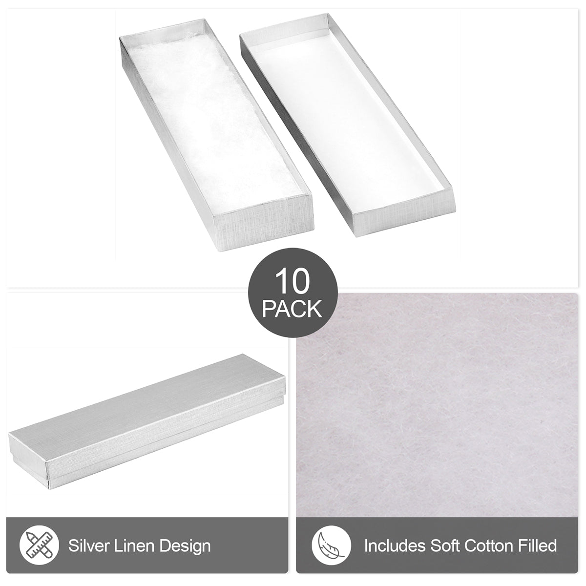 Silver and Gold Linen Cotton Filled Cardboard Box